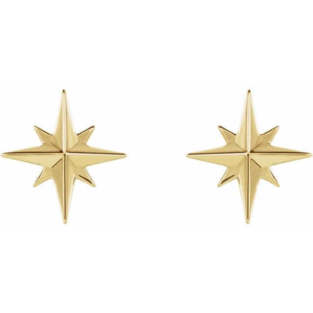 14k Yellow Star Earrings