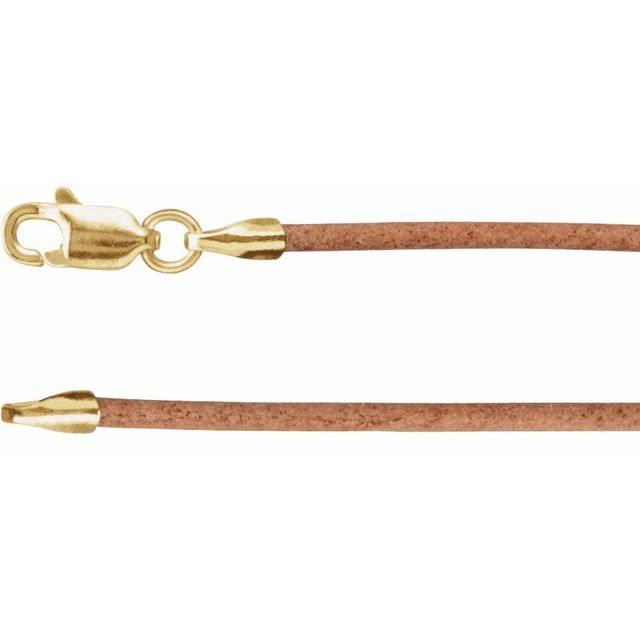 14K Yellow 1.5 mm Brown Leather 18' Cord