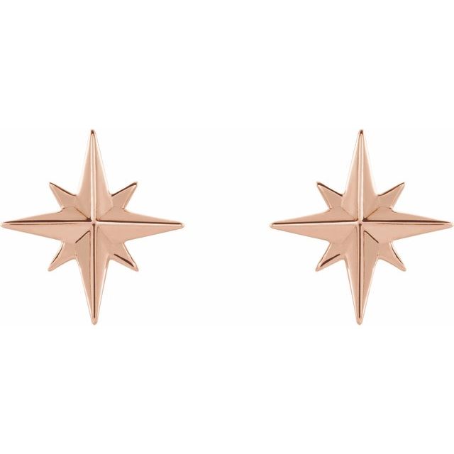 14k Rose Star Earrings