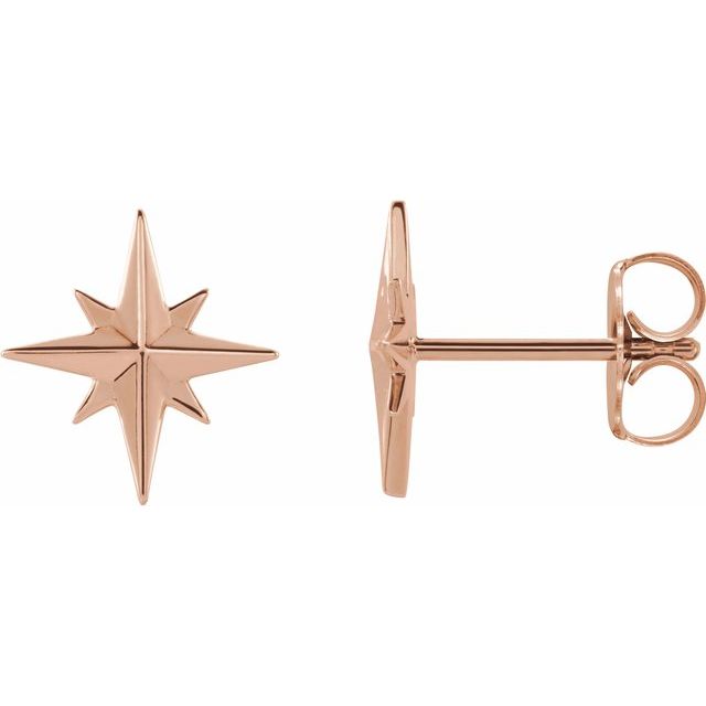 14k Rose Star Earrings