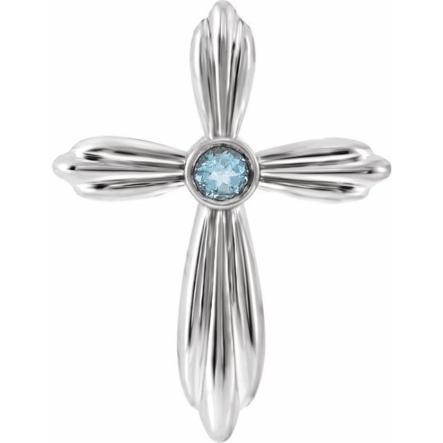 Sterling Silver Natural Aquamarine Cross Pendant