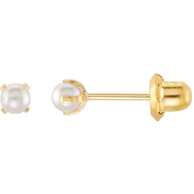 14K Yellow Imitation Cream Pearl Inverness® Piercing Earrings