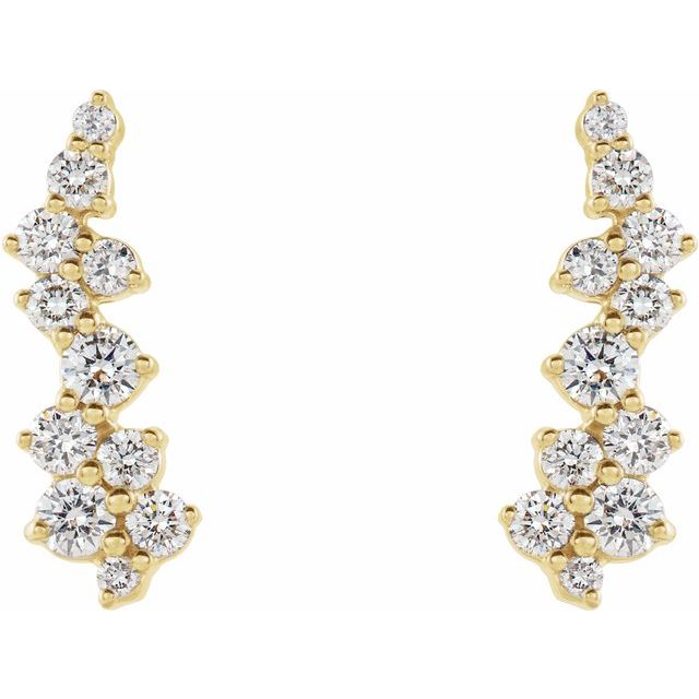 14k Yellow 1/3 Ctw Natural Diamond Ear Climbers