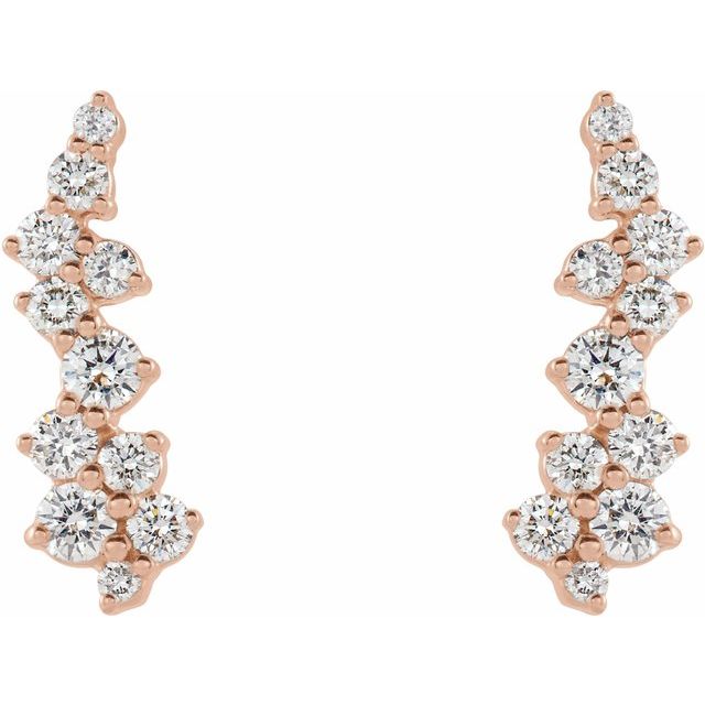 14k Rose 1/3 Ctw Natural Diamond Ear Climbers