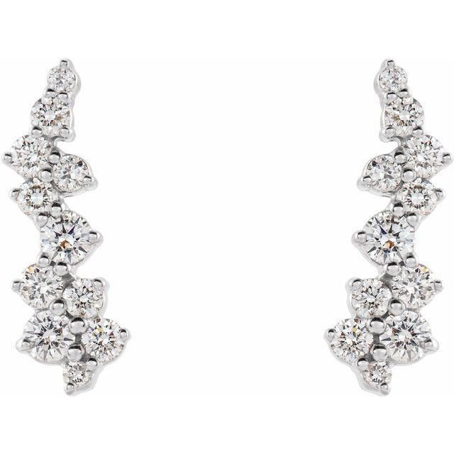 14k White 1/3 Ctw Natural Diamond Ear Climbers