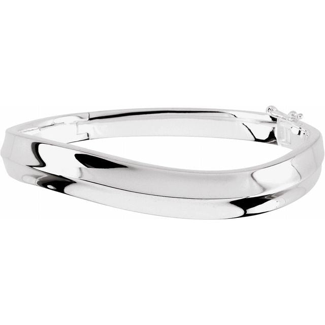 Sterling Silver 10 Mm Hinged Bangle 6 1/2' Bracelet