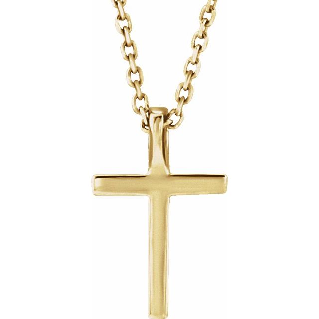 14K Yellow Natural Peridot Petite Cross 16' Necklace