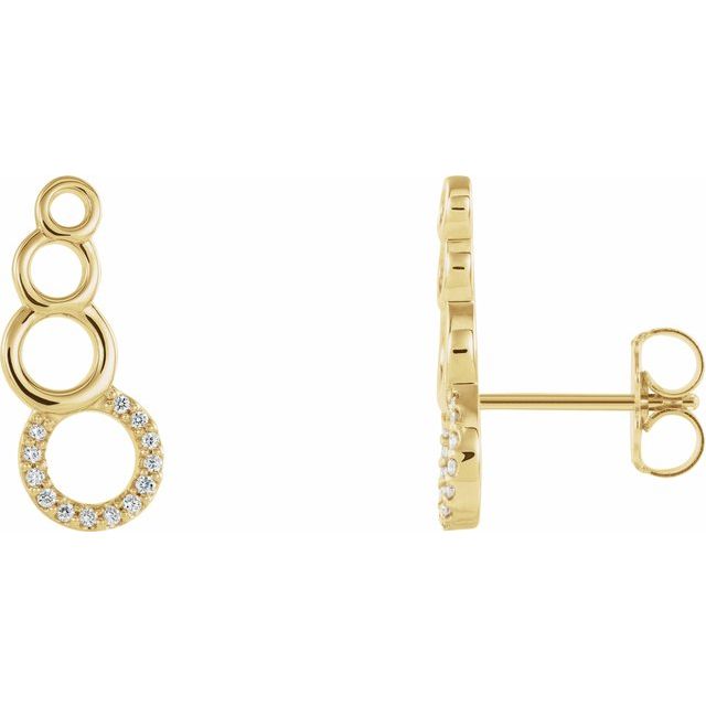 14k Yellow .06 Ctw Natural Diamond Geometric Ear Climbers