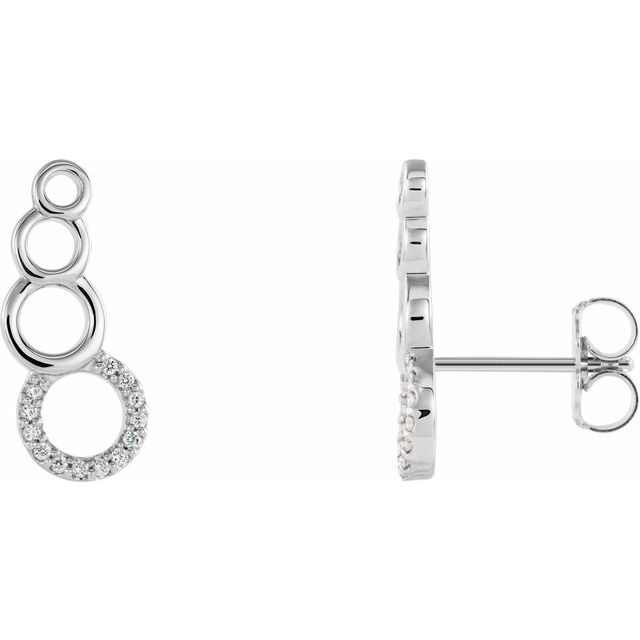 14k White .06 Ctw Natural Diamond Geometric Ear Climbers