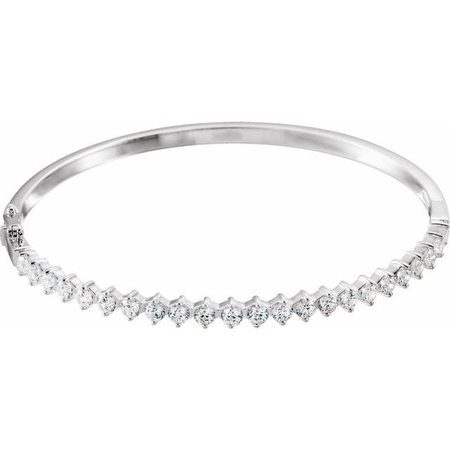 Sterling Silver  Imitation White Cubic Zirconia Bangle 7' Bracelet