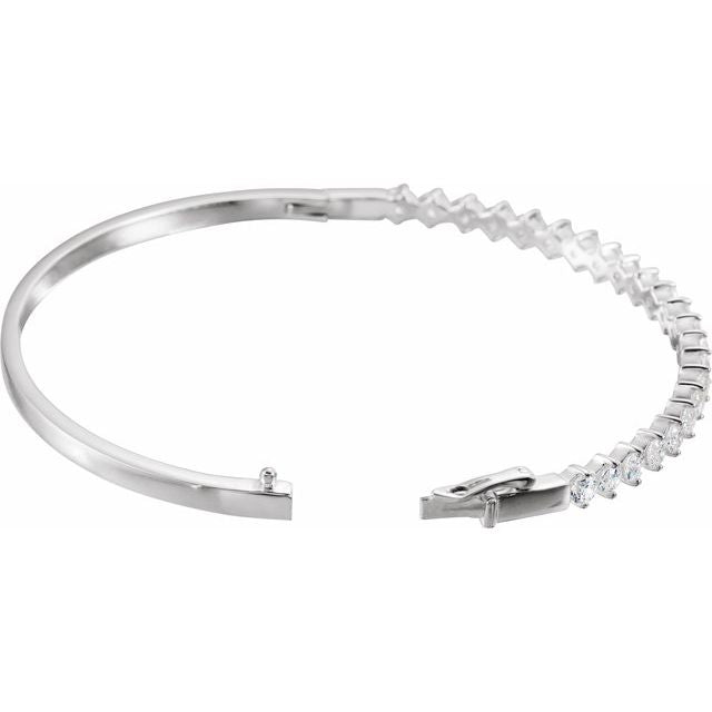 Sterling Silver  Imitation White Cubic Zirconia Bangle 7' Bracelet