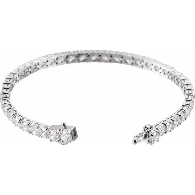 Sterling Silver  Imitation White Cubic Zirconia Line 7' Bracelet