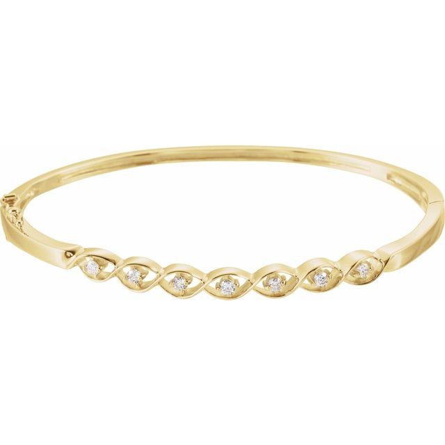 14K Yellow 1/4 CTW Natural Diamond Bangle 6 1/2' Bracelet
