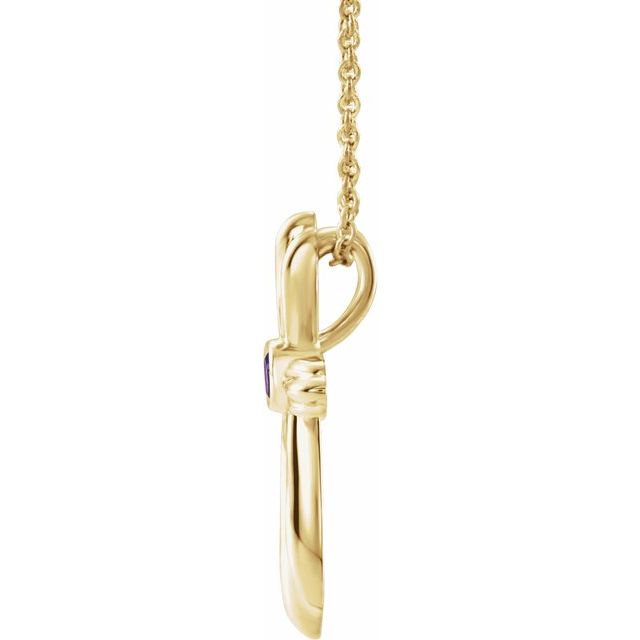 14k Yellow Natural Amethyst Cross 16-18' Necklace