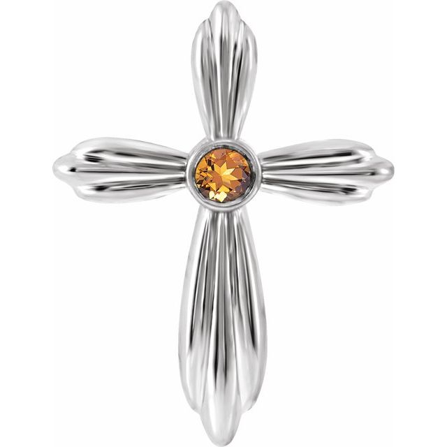 Sterling Silver Natural Citrine Cross Pendant