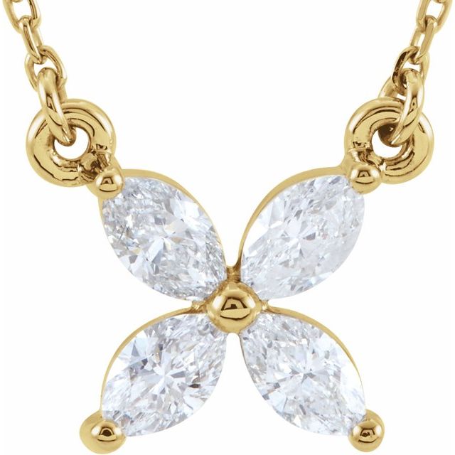 14K Yellow 1/2 CTW Natural Diamond Floral 16' Necklac