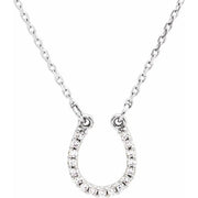 14K White .07 CTW Natural Diamond Horseshoe 16' Necklace