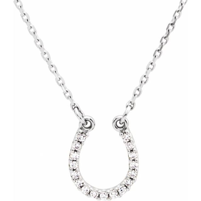 14K White .07 CTW Natural Diamond Horseshoe 16' Necklace