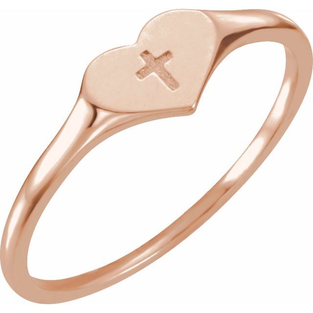 14K Rose Heart & Cross Ring Size 3