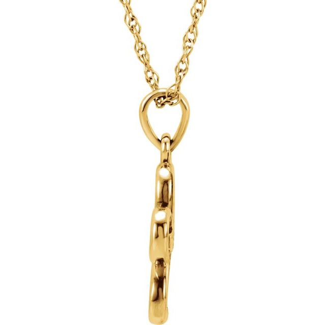 14K Yellow .03 CT Natural Diamond Flower 18' Necklace