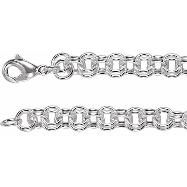 Sterling Silver 9 mm Double Link Cable 7 1/2' Chain