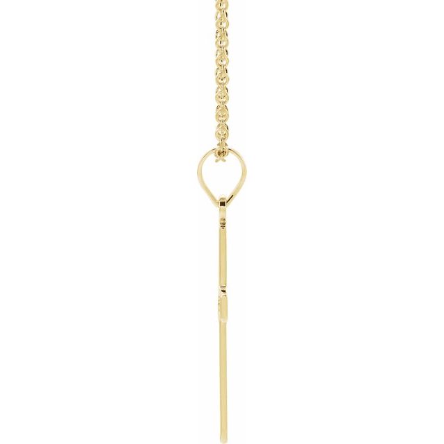14k Yellow .01 Ct Natural Diamond Cross 18' Necklace