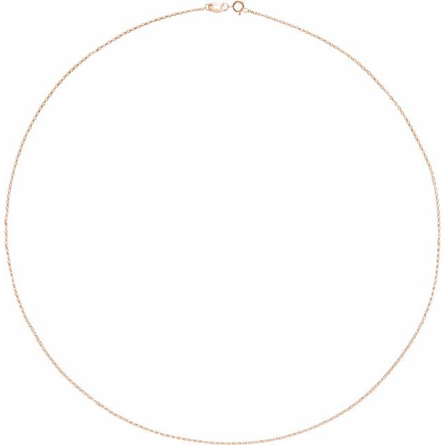 14K Rose 1 mm Diamond-Cut Cable 7' Chain