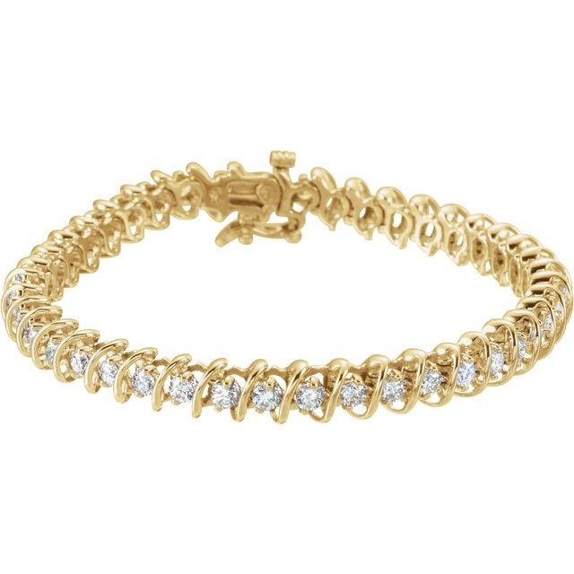 14K Yellow 3 1/3 CTW Natural Diamond Line 7' Bracelet