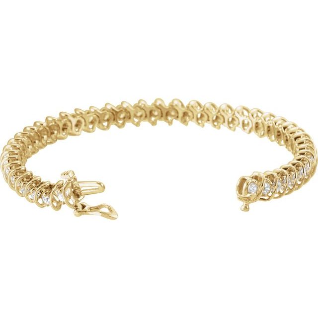 14K Yellow 3 1/3 CTW Natural Diamond Line 7' Bracelet