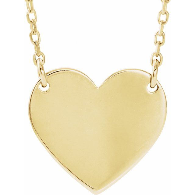 14k Yellow Engravable Heart 16-18' Necklace