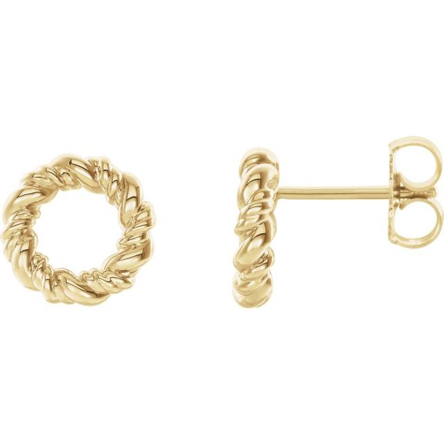 14K Yellow 9.4 mm Circle Rope Earrings