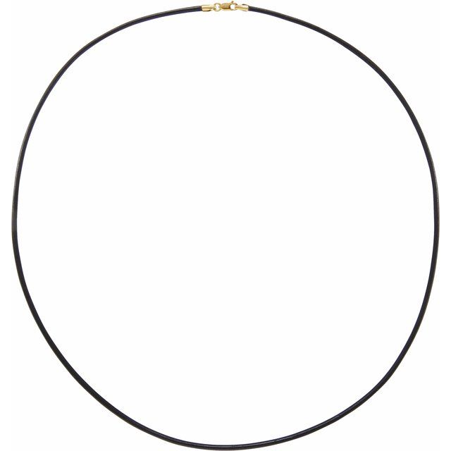 14K Yellow 2 mm Black Leather 20' Cord