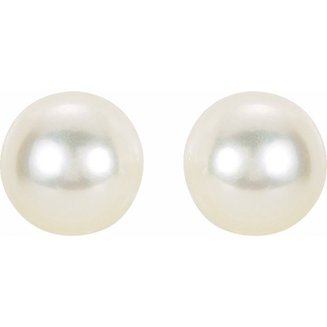 14K White 7 mm Cultured White Akoya Pearl Earrings