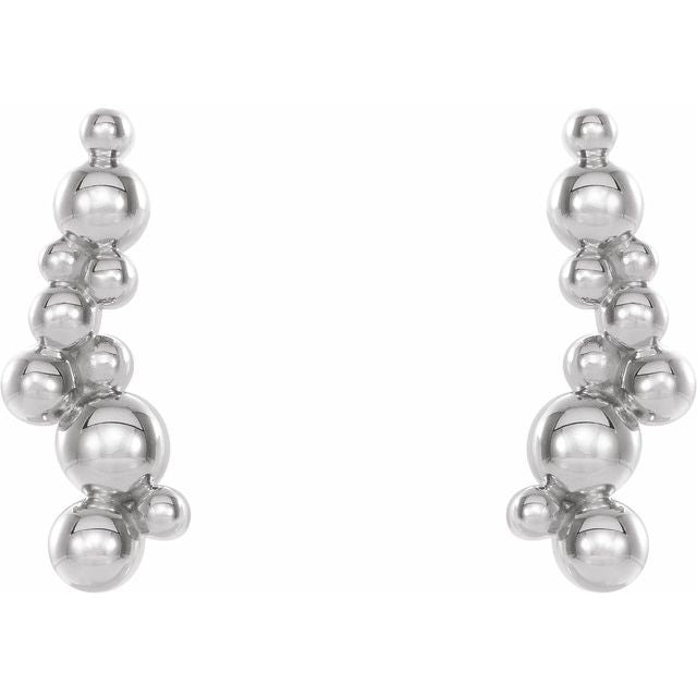 14K White Beaded Ear Climbers