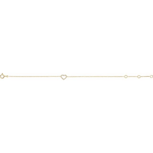 14K Yellow .06 CTW Natural Diamond Heart 6-7' Bracelet