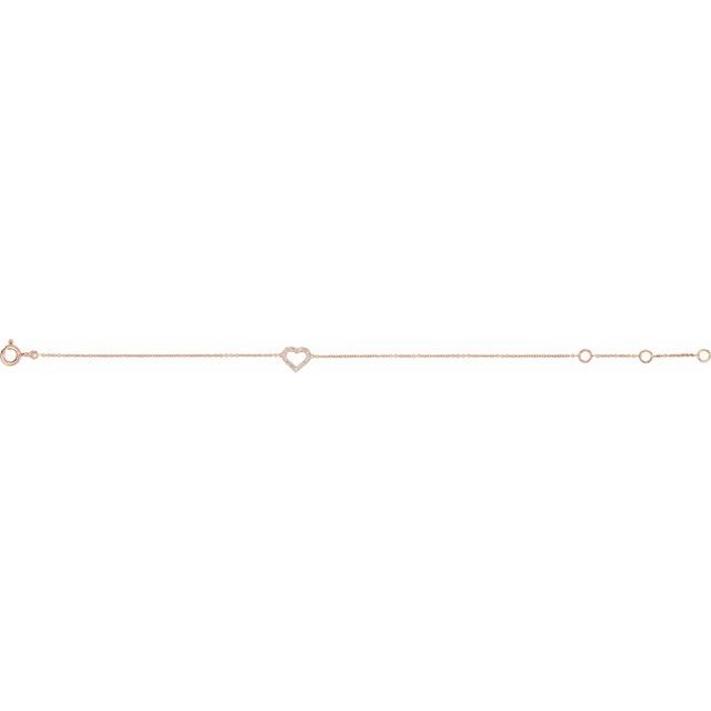 14K Rose .06 CTW Natural Diamond Heart 6-7' Bracelet