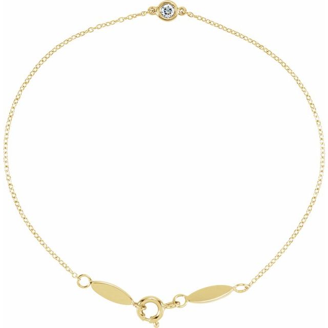 14K Yellow .08 CT Natural Diamond 7' Bracelet