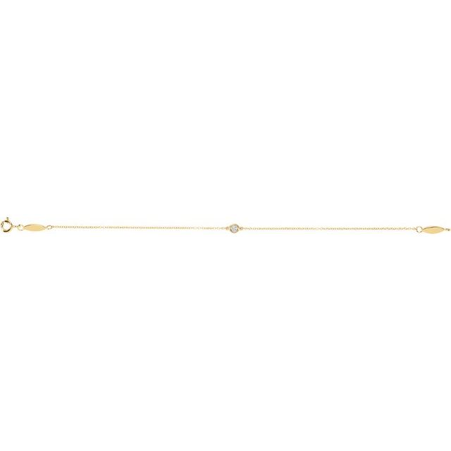 14K Yellow .08 CT Natural Diamond 7' Bracelet
