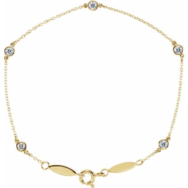 14K Yellow 1/3 CTW Natural Diamond Bezel-Set Station 7' Bracelet