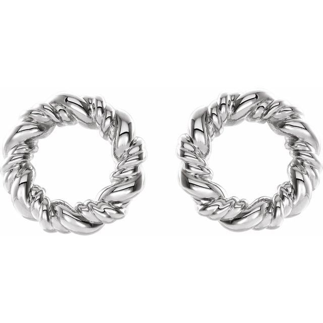 14K White 9.4 mm Circle Rope Earrings