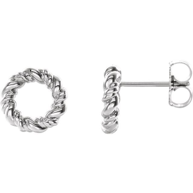 14K White 9.4 mm Circle Rope Earrings