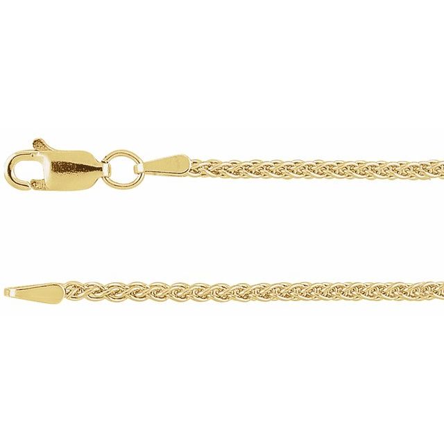 14K Yellow 1.8 mm Wheat 7' Chain