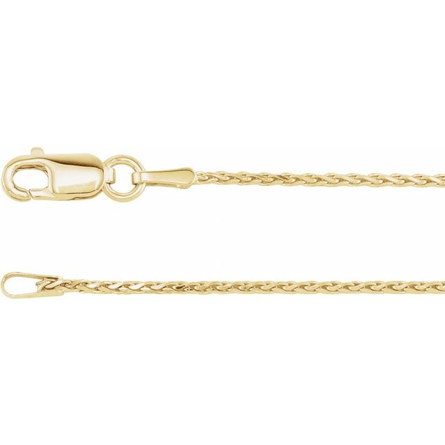 14K Yellow 1.05 mm Diamond-Cut Wheat 20' Chain