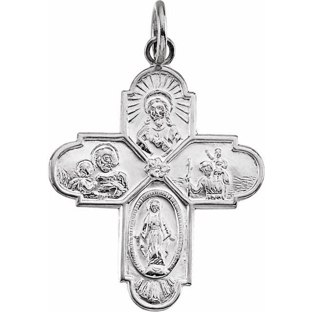 Sterling Silver 24.5x21.5 Mm Four-way Cross Medal