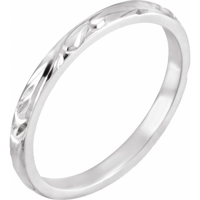 14K White 2 mm Hand Engraved Band Size 5