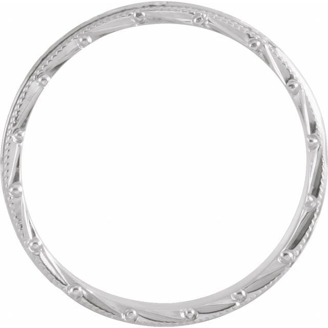 14K White 3 mm Design-Engraved Milgrain Band Size 6