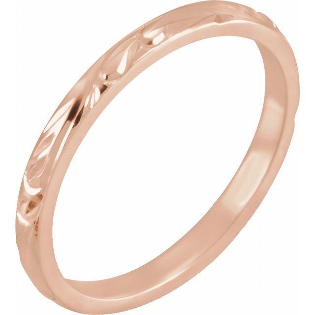 14k Rose 2 Mm Hand Engraved Band Size 5