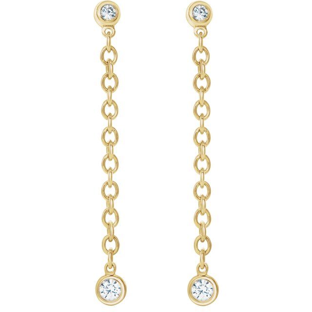 14K Yellow  1/5 CTW Natural Diamond Hinged Hoop Chain Earrings