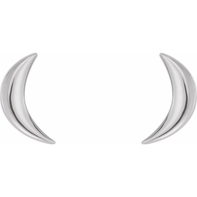 14K White Crescent Moon Earrings
