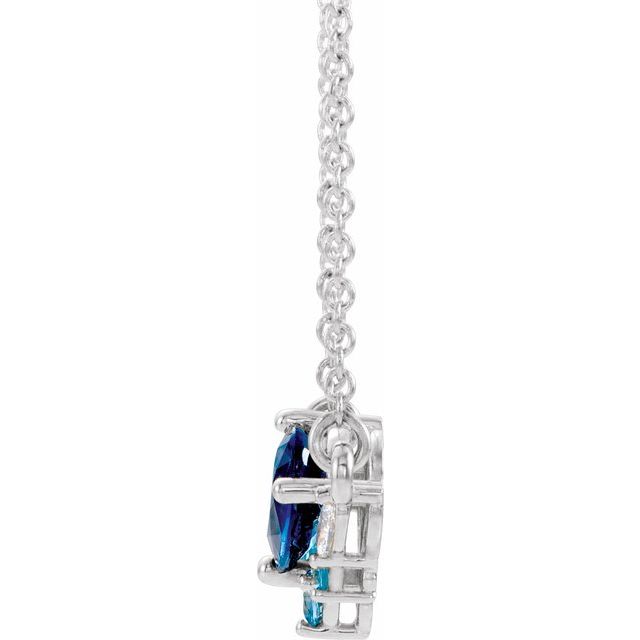14K White Natural Multi-Gemstone & .06 CTW Natural Diamond 18' Necklace
